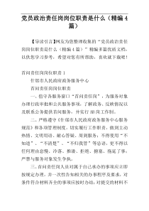 党员政治责任岗岗位职责是什么（精编4篇）