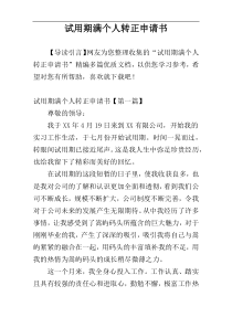 试用期满个人转正申请书
