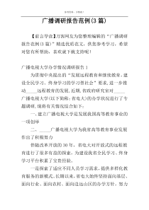 广播调研报告范例(3篇)