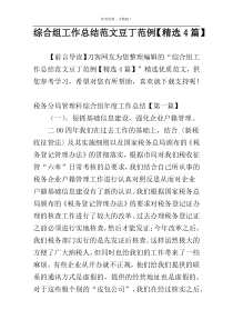 综合组工作总结范文豆丁范例【精选4篇】