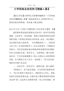 小学班级总结范例【精编4篇】