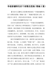 争做新疆特色好干部整改措施（精编5篇）