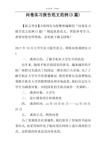 问卷实习报告范文范例(3篇)