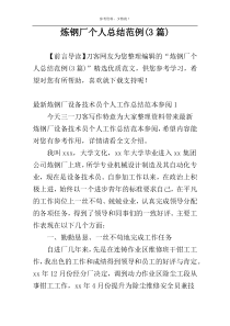 炼钢厂个人总结范例(3篇)