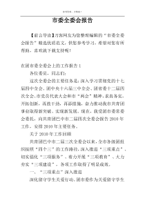 市委全委会报告