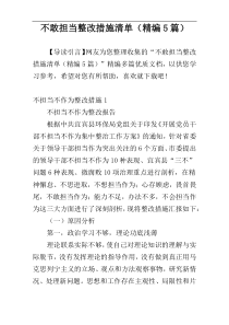 不敢担当整改措施清单（精编5篇）