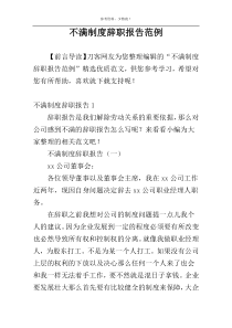 不满制度辞职报告范例