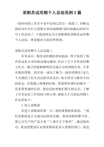 采购员试用期个人总结范例5篇