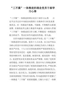 “三不腐”一体推进的理念党员干部学习心得