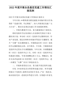 开展全县基层党建工作情况汇报2022年度范例