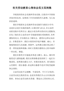 有关劳动教育心得体会范文范例集
