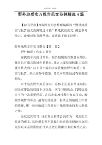 野外地质实习报告范文范例精选4篇