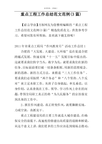 重点工程工作总结范文范例(3篇)