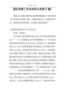 园区招商工作总结范文范例(2篇)
