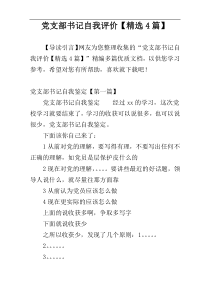 党支部书记自我评价【精选4篇】
