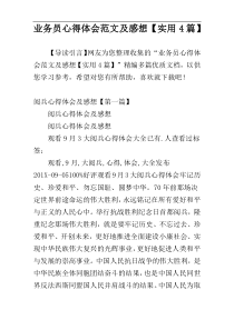 业务员心得体会范文及感想【实用4篇】