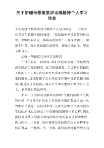 关于新疆考察重要讲话稿精神个人学习体会