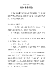 洛阳考察报告