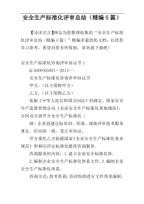 安全生产标准化评审总结（精编5篇）