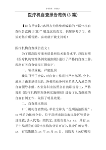 医疗机自查报告范例(3篇)