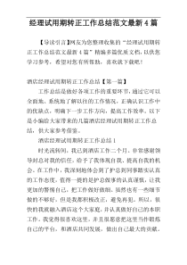 经理试用期转正工作总结范文最新4篇