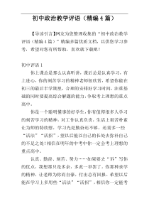 初中政治教学评语（精编4篇）