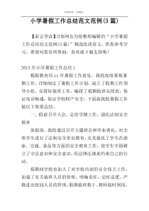 小学暑假工作总结范文范例(3篇)