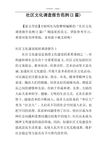 社区文化调查报告范例(2篇)