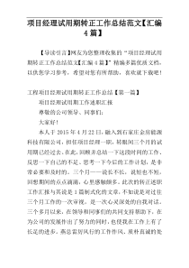 项目经理试用期转正工作总结范文【汇编4篇】