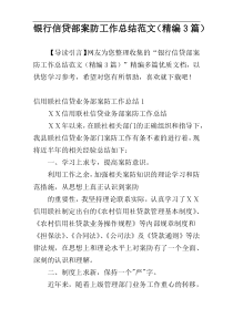 银行信贷部案防工作总结范文（精编3篇）