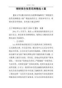 理财报告张哲范例精选4篇