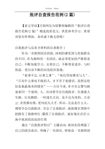 批评自查报告范例(2篇)