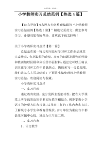小学教师实习总结范例【热选4篇】