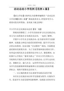 活动总结小学范例【范例4篇】