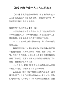 【精】教师年度个人工作总结范文