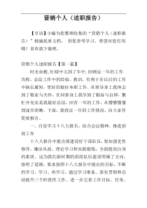 营销个人（述职报告）