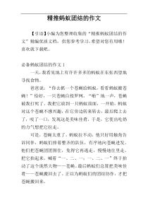 精推蚂蚁团结的作文