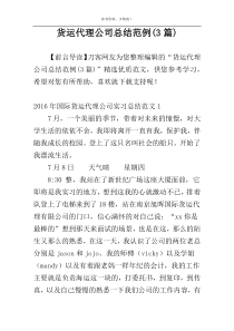 货运代理公司总结范例(3篇)