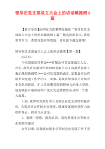 领导在党支部成立大会上的讲话稿提纲4篇