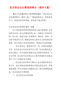 党支部会议议事规则集合（通用4篇）