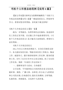 司机个人年度总结范例【实用4篇】