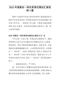 2022年度落实一岗双责责任情况汇报范例3篇
