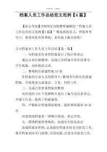 档案人员工作总结范文范例【4篇】