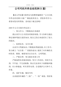 公司司机年终总结范例(5篇)