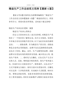 精益生产工作总结范文范例【最新4篇】