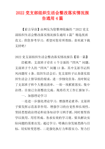 2022党支部组织生活会整改落实情况报告通用4篇
