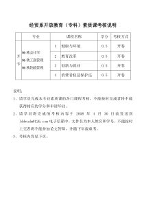经贸系开放教育(专科)素质课考核说明