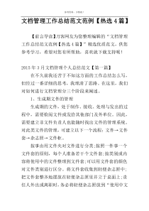 文档管理工作总结范文范例【热选4篇】