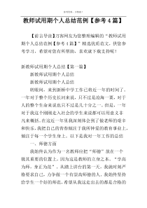 教师试用期个人总结范例【参考4篇】
