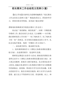 校长期末工作总结范文范例(3篇)